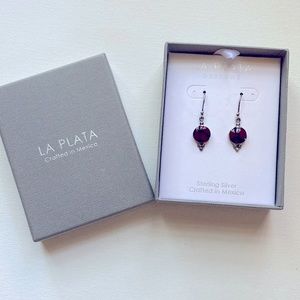 La Plata red jasper gemstone sterling silver silver dangle earrings
